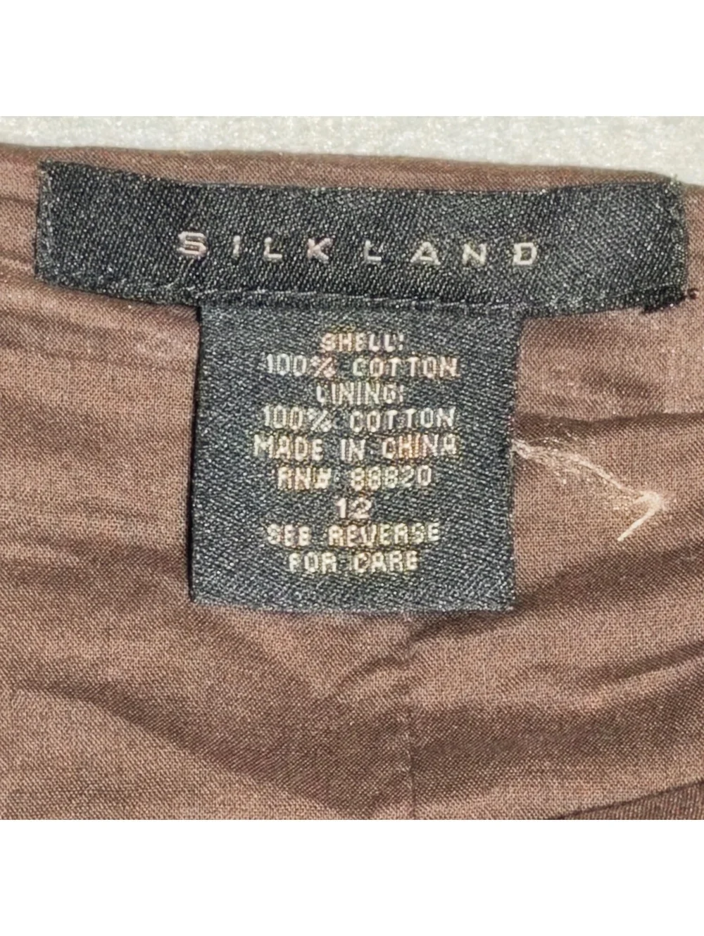 Vintage Silkland Brown Cotton Boho A-Line Skirt with Patterned Stripes Size 12